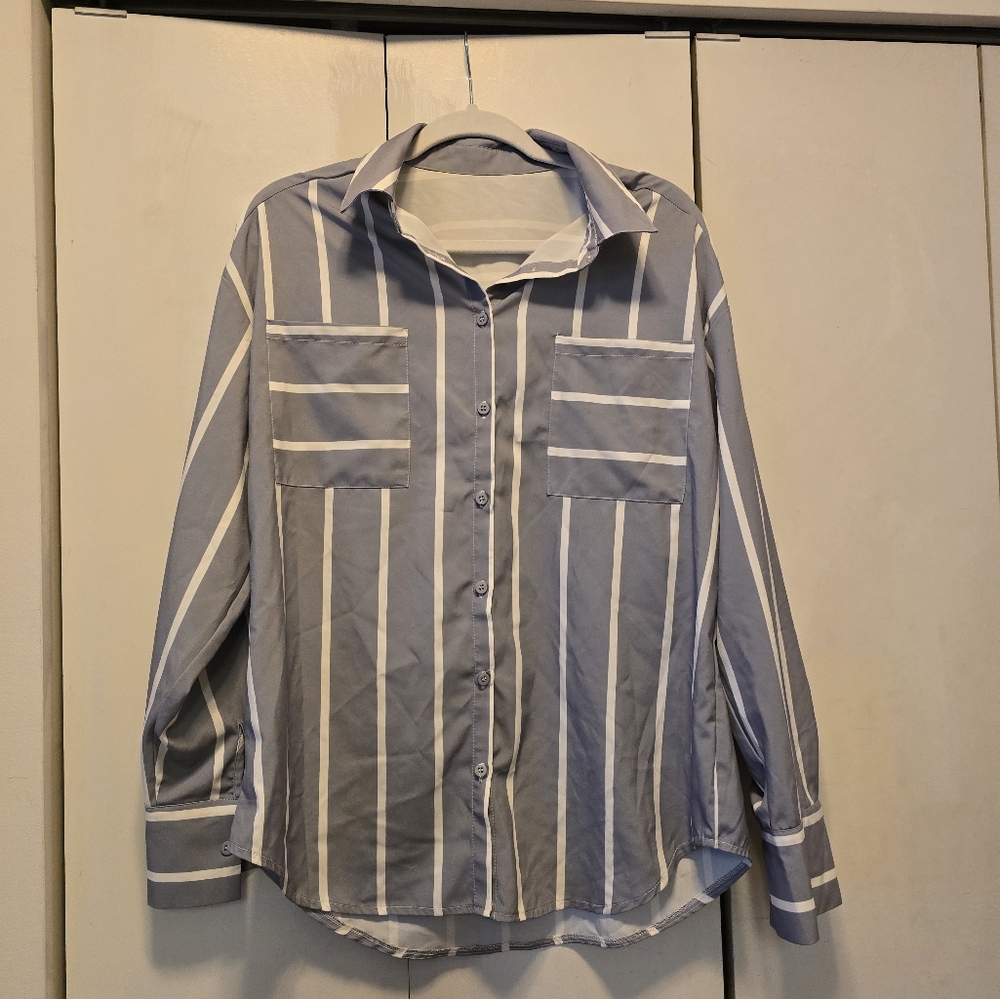 Grey striped shorts set